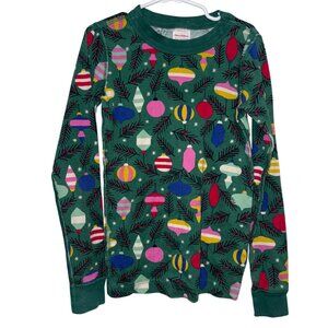 Hanna Andersson Green Christmas Ornament Print Long Sleeve Pajama Top Size 8
